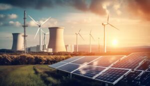 Electricity Production - Power Station, Wind Farm, Solar panels