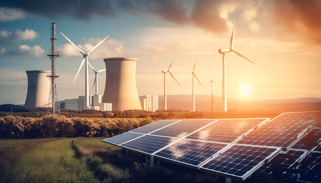 Electricity Production - Power Station, Wind Farm, Solar panels